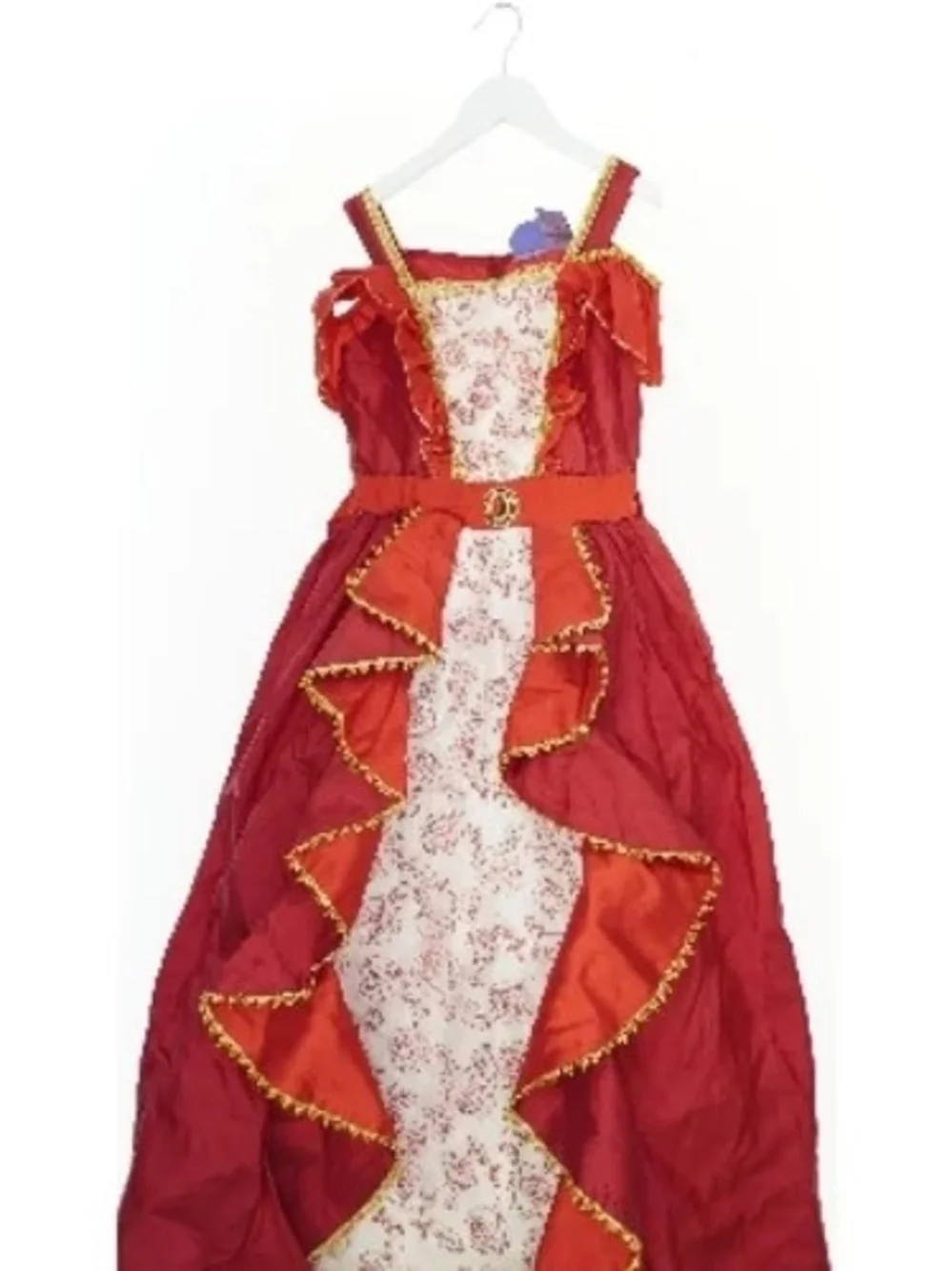 Red Velvet Princess Dress with Gold Trim